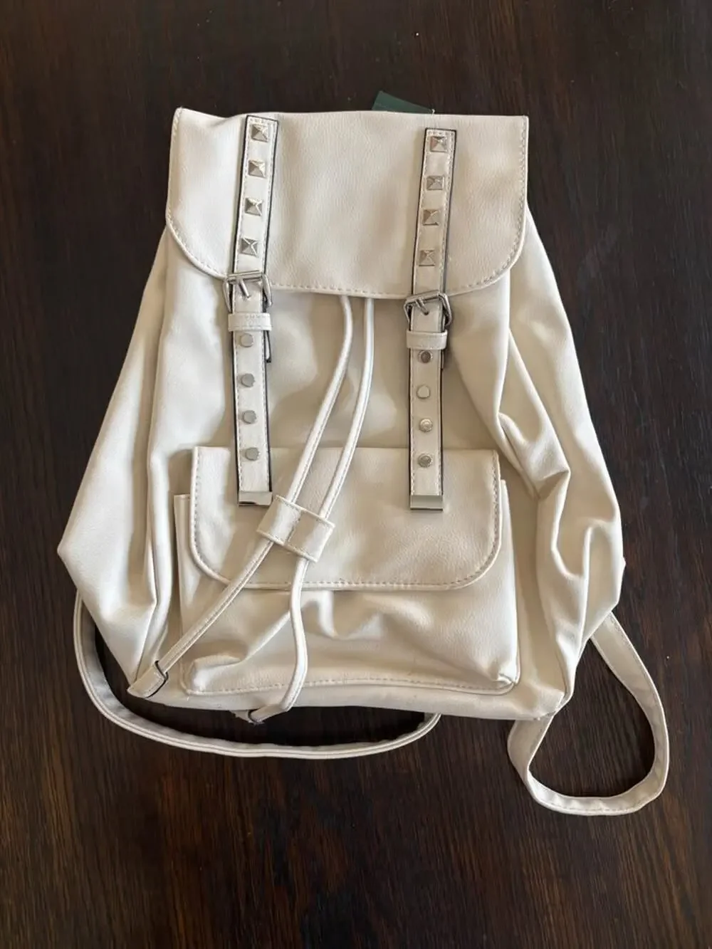 Wild Fable Cream Faux Leather Studded Mini Backpack Purse NWT Drawstring
